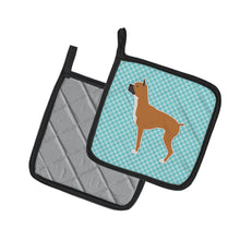 Load image into Gallery viewer, Boxer Checkerboard Blue Pot Holders - Set of 2 - Heat-Resistant Kitchen Essentials BB3753PTHD