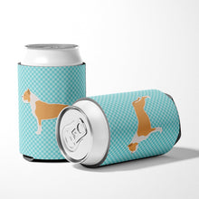 Load image into Gallery viewer, Staffordshire Bull Terrier Checkerboard Blue Can or Bottle Hugger BB3754CC