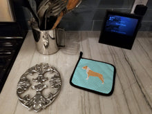 Load image into Gallery viewer, Staffordshire Bull Terrier Checkerboard Blue Pot Holders - Set of 2 - Heat-Resistant Kitchen Essentials BB3754PTHD