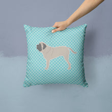 Load image into Gallery viewer, English Mastiff Checkerboard Blue Throw Pillow - 14x14 Decorative Pillow – Art for Your Home &amp; Patio BB3756PW1414