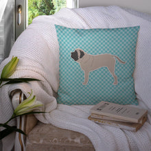 Load image into Gallery viewer, English Mastiff Checkerboard Blue Throw Pillow - 14x14 Decorative Pillow – Art for Your Home &amp; Patio BB3756PW1414