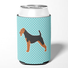 Load image into Gallery viewer, Airedale Terrier Checkerboard Blue Can or Bottle Hugger BB3757CC