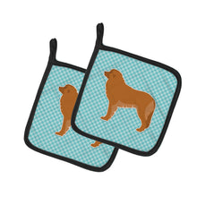 Load image into Gallery viewer, Leonberger Checkerboard Blue Pot Holders - Set of 2 - Heat-Resistant Kitchen Essentials BB3758PTHD