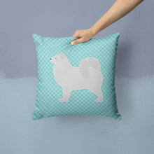 Load image into Gallery viewer, Samoyed Checkerboard Blue Throw Pillow - 14x14 Decorative Pillow – Art for Your Home &amp; Patio BB3759PW1414