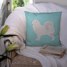 Load image into Gallery viewer, Samoyed Checkerboard Blue Throw Pillow - 14x14 Decorative Pillow – Art for Your Home &amp; Patio BB3759PW1414