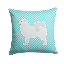 Load image into Gallery viewer, Samoyed Checkerboard Blue Throw Pillow - 14x14 Decorative Pillow – Art for Your Home &amp; Patio BB3759PW1414