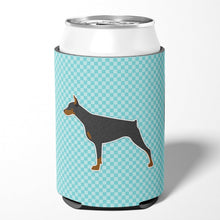Load image into Gallery viewer, Doberman Pinscher Checkerboard Blue Can or Bottle Hugger BB3760CC