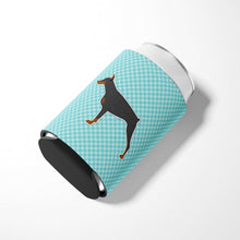 Load image into Gallery viewer, Doberman Pinscher Checkerboard Blue Can or Bottle Hugger BB3760CC