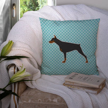 Load image into Gallery viewer, Doberman Pinscher Checkerboard Blue Throw Pillow - 14x14 Decorative Pillow – Art for Your Home &amp; Patio BB3760PW1414