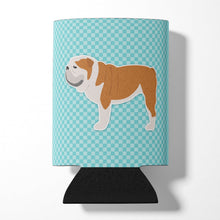 Load image into Gallery viewer, English Bulldog Checkerboard Blue Can or Bottle Hugger BB3762CC