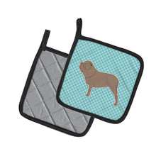 Load image into Gallery viewer, Neapolitan Mastiff Checkerboard Blue Pot Holders - Set of 2 - Heat-Resistant Kitchen Essentials BB3765PTHD