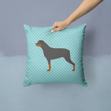 Load image into Gallery viewer, Rottweiler Checkerboard Blue Throw Pillow - 14x14 Decorative Pillow – Art for Your Home &amp; Patio BB3766PW1414