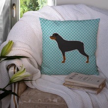 Load image into Gallery viewer, Rottweiler Checkerboard Blue Throw Pillow - 14x14 Decorative Pillow – Art for Your Home &amp; Patio BB3766PW1414