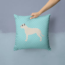 Load image into Gallery viewer, Dogo Argentino Checkerboard Blue Throw Pillow - 14x14 Decorative Pillow – Art for Your Home &amp; Patio BB3767PW1414