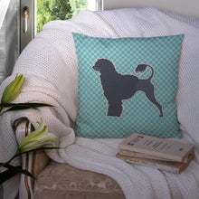 Load image into Gallery viewer, Portuguese Water Dog Checkerboard Blue Throw Pillow - 14x14 Decorative Pillow – Art for Your Home &amp; Patio BB3768PW1414