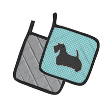 Load image into Gallery viewer, Scottish Terrier Checkerboard Blue Pot Holders - Set of 2 - Heat-Resistant Kitchen Essentials BB3769PTHD