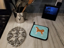 Load image into Gallery viewer, Akita Checkerboard Blue Pot Holders - Set of 2 - Heat-Resistant Kitchen Essentials BB3772PTHD