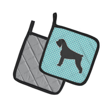Load image into Gallery viewer, Giant Schnauzer Checkerboard Blue Pot Holders - Set of 2 - Heat-Resistant Kitchen Essentials BB3773PTHD
