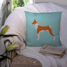 Load image into Gallery viewer, Basenji Checkerboard Blue Throw Pillow - 14x14 Decorative Pillow – Art for Your Home &amp; Patio BB3774PW1414