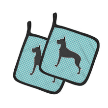Load image into Gallery viewer, Great Dane Checkerboard Blue Pot Holders - Set of 2 - Heat-Resistant Kitchen Essentials BB3775PTHD