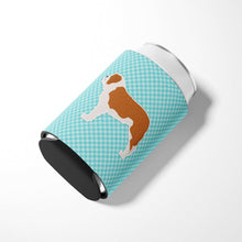 Load image into Gallery viewer, Saint Bernard Checkerboard Blue Can or Bottle Hugger BB3776CC