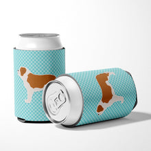 Load image into Gallery viewer, Saint Bernard Checkerboard Blue Can or Bottle Hugger BB3776CC