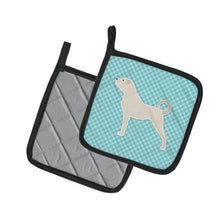 Load image into Gallery viewer, Anatolian Shepherd Checkerboard Blue Pot Holders - Set of 2 - Heat-Resistant Kitchen Essentials BB3777PTHD