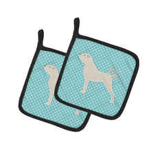Load image into Gallery viewer, Anatolian Shepherd Checkerboard Blue Pot Holders - Set of 2 - Heat-Resistant Kitchen Essentials BB3777PTHD