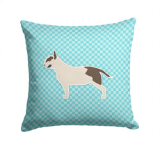 Load image into Gallery viewer, Bull Terrier Checkerboard Blue Throw Pillow - 14x14 Decorative Pillow – Art for Your Home &amp; Patio BB3778PW1414