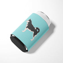 Load image into Gallery viewer, Siberian Husky Checkerboard Blue Can or Bottle Hugger BB3780CC