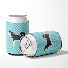 Load image into Gallery viewer, Siberian Husky Checkerboard Blue Can or Bottle Hugger BB3780CC
