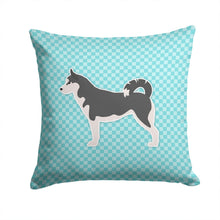 Load image into Gallery viewer, Siberian Husky Checkerboard Blue Throw Pillow - 14x14 Decorative Pillow – Art for Your Home &amp; Patio BB3780PW1414