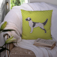 Load image into Gallery viewer, English Setter Checkerboard Green Throw Pillow - 14x14 Decorative Pillow – Art for Your Home &amp; Patio BB3781PW1414