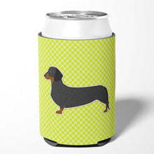 Load image into Gallery viewer, Dachshund Checkerboard Green Can or Bottle Hugger BB3782CC