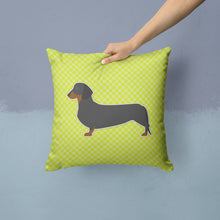 Load image into Gallery viewer, Dachshund Checkerboard Green Throw Pillow - 14x14 Decorative Pillow – Art for Your Home &amp; Patio BB3782PW1414