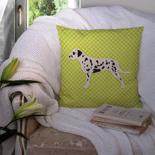 Load image into Gallery viewer, Dalmatian Checkerboard Green Throw Pillow - 14x14 Decorative Pillow – Art for Your Home &amp; Patio BB3783PW1414