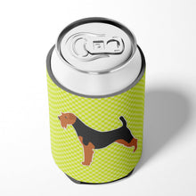 Load image into Gallery viewer, Welsh Terrier Checkerboard Green Can or Bottle Hugger BB3785CC