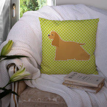 Load image into Gallery viewer, Cocker Spaniel Checkerboard Green Throw Pillow - 14x14 Decorative Pillow – Art for Your Home &amp; Patio BB3786PW1414