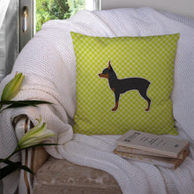 Load image into Gallery viewer, Toy Fox Terrier Checkerboard Green Throw Pillow - 14x14 Decorative Pillow – Art for Your Home &amp; Patio BB3787PW1414