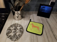 Load image into Gallery viewer, Pharaoh Hound Checkerboard Green Pot Holders - Set of 2 - Heat-Resistant Kitchen Essentials BB3788PTHD