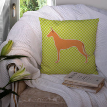 Load image into Gallery viewer, Pharaoh Hound Checkerboard Green Throw Pillow - 14x14 Decorative Pillow – Art for Your Home &amp; Patio BB3788PW1414