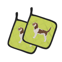 Load image into Gallery viewer, Grand Basset Griffon Vendeen Checkerboard Green Pot Holders - Set of 2 - Heat-Resistant Kitchen Essentials BB3790PTHD