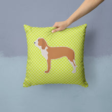 Load image into Gallery viewer, Spanish Hound Checkerboard Green Throw Pillow - 14x14 Decorative Pillow – Art for Your Home &amp; Patio BB3791PW1414