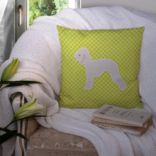 Load image into Gallery viewer, Bedlington Terrier Checkerboard Green Throw Pillow - 14x14 Decorative Pillow – Art for Your Home &amp; Patio BB3794PW1414