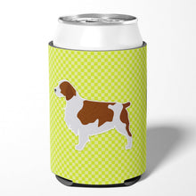 Load image into Gallery viewer, Welsh Springer Spaniel Checkerboard Green Can or Bottle Hugger BB3800CC
