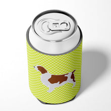 Load image into Gallery viewer, Welsh Springer Spaniel Checkerboard Green Can or Bottle Hugger BB3800CC