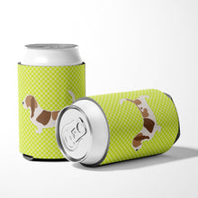 Load image into Gallery viewer, Basset Hound Checkerboard Green Can or Bottle Hugger BB3802CC