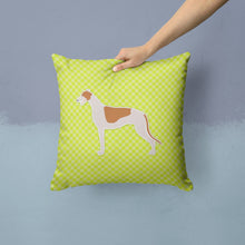 Load image into Gallery viewer, Greyhound Checkerboard Green Throw Pillow - 14x14 Decorative Pillow – Art for Your Home &amp; Patio BB3805PW1414