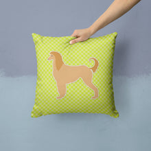 Load image into Gallery viewer, Afghan Hound Checkerboard Green Throw Pillow - 14x14 Decorative Pillow – Art for Your Home &amp; Patio BB3806PW1414