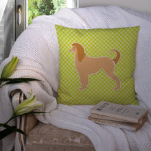 Load image into Gallery viewer, Afghan Hound Checkerboard Green Throw Pillow - 14x14 Decorative Pillow – Art for Your Home &amp; Patio BB3806PW1414